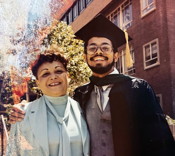 Keith Norris (right) and his mother at his Howard University Medical School graduation in 1980