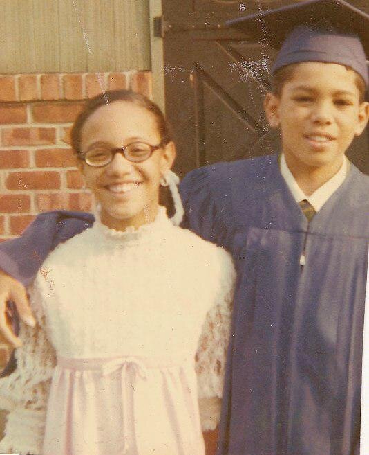 Keith Norris (right) and his sister at their sixth grade graduation