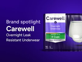 Photo introducing Carewell's new overnight incontinence underwear.