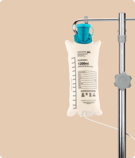 IV pole with enteral feeding kit attached