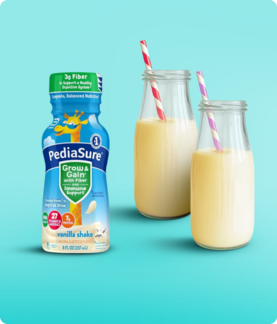 Pediasure beverage shown in two glasses with straws