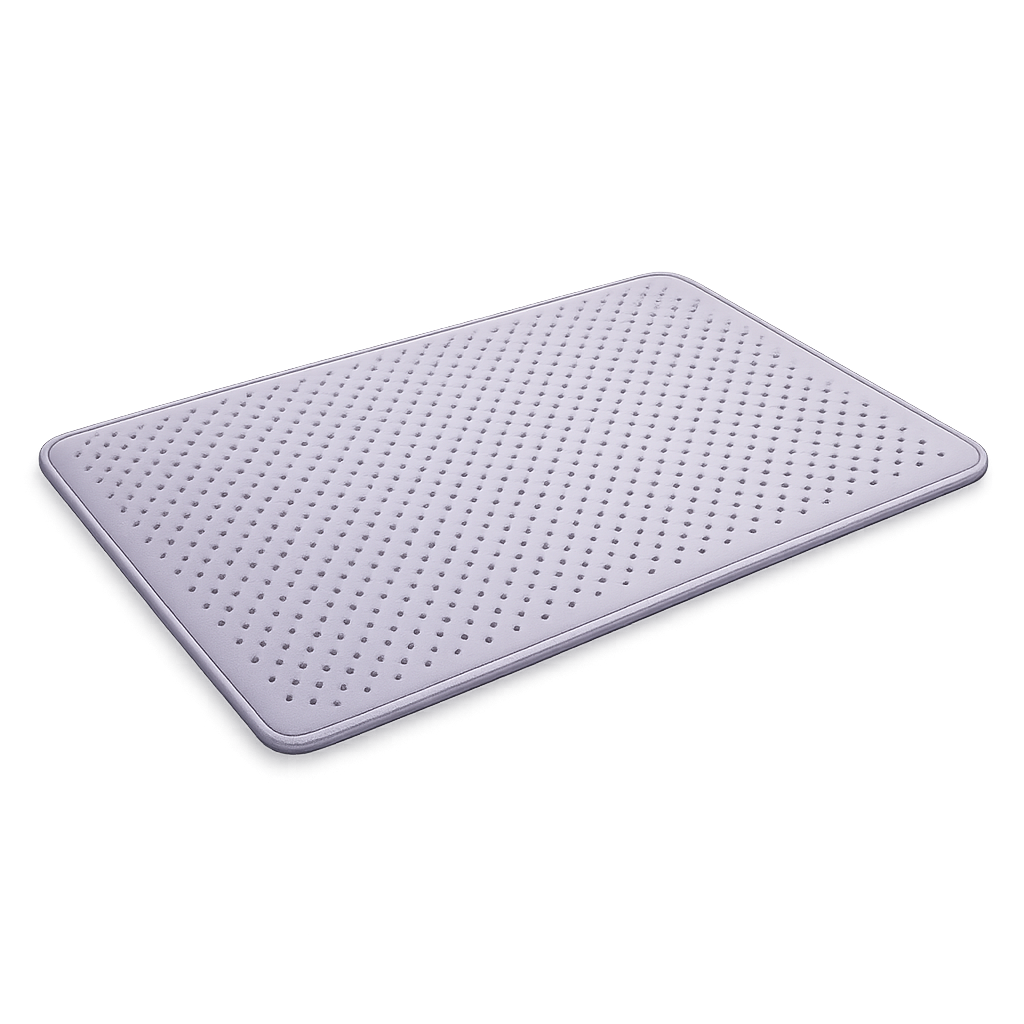 Rectangular light purple non-slip mat with a textured surface.