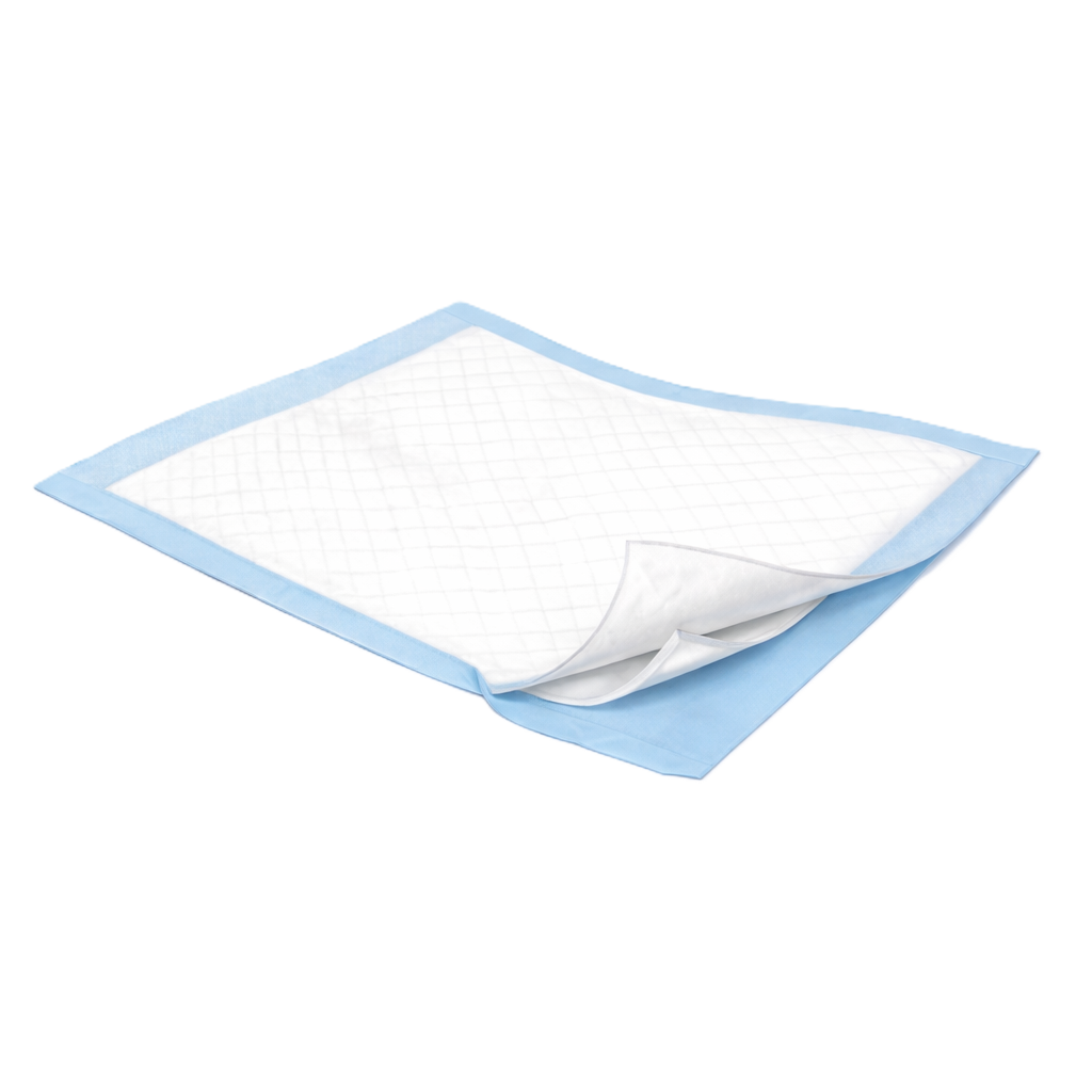 White underpad with a light blue border.