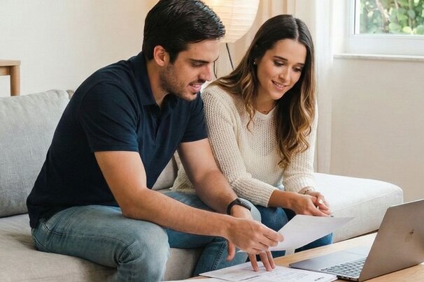 Bianca and Jon sorting through documents