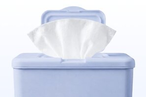 White wipes in a blue container