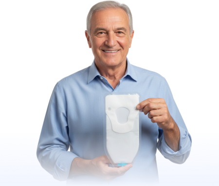 Man holding PureWick catheter