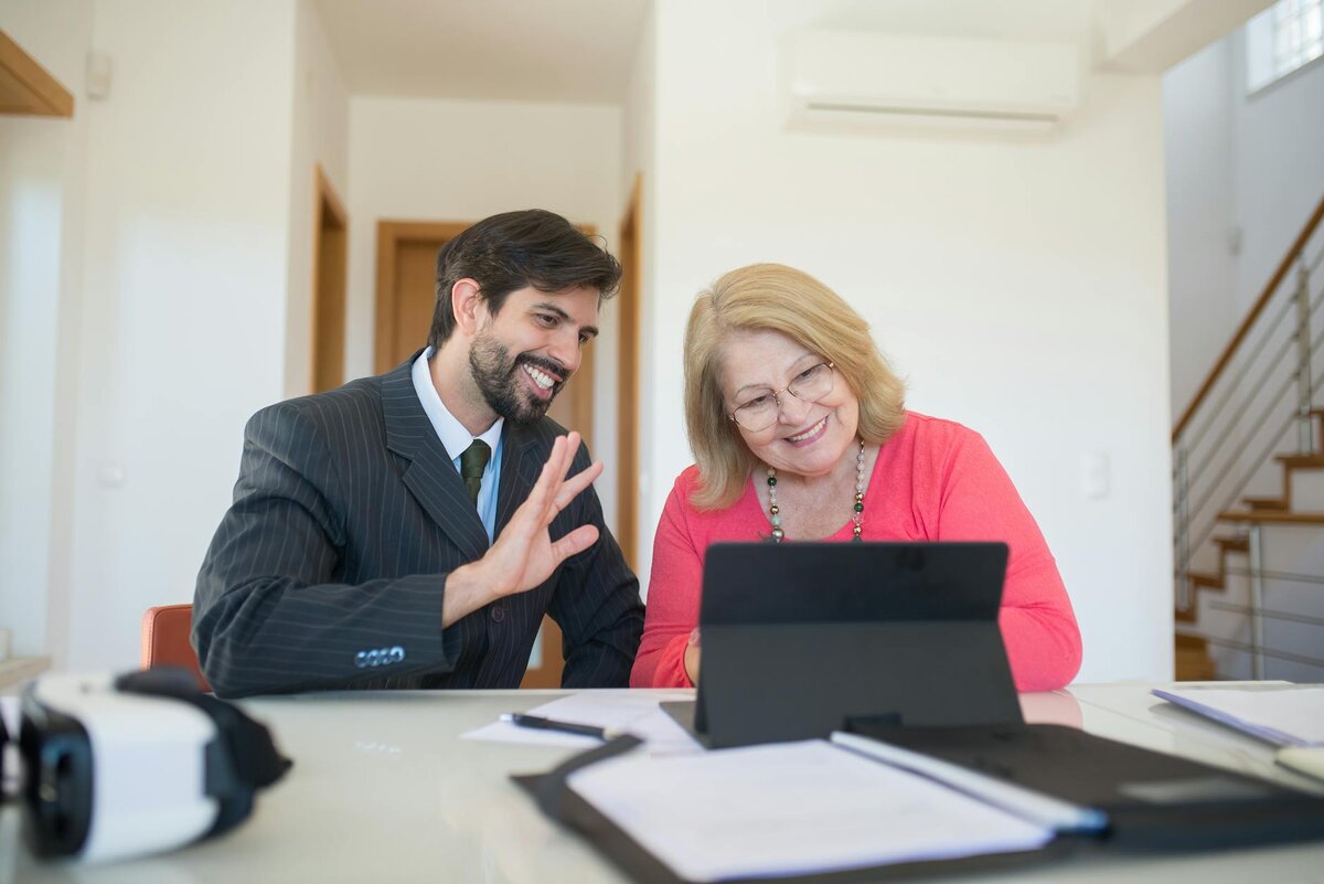 Woman selling life insurance policy