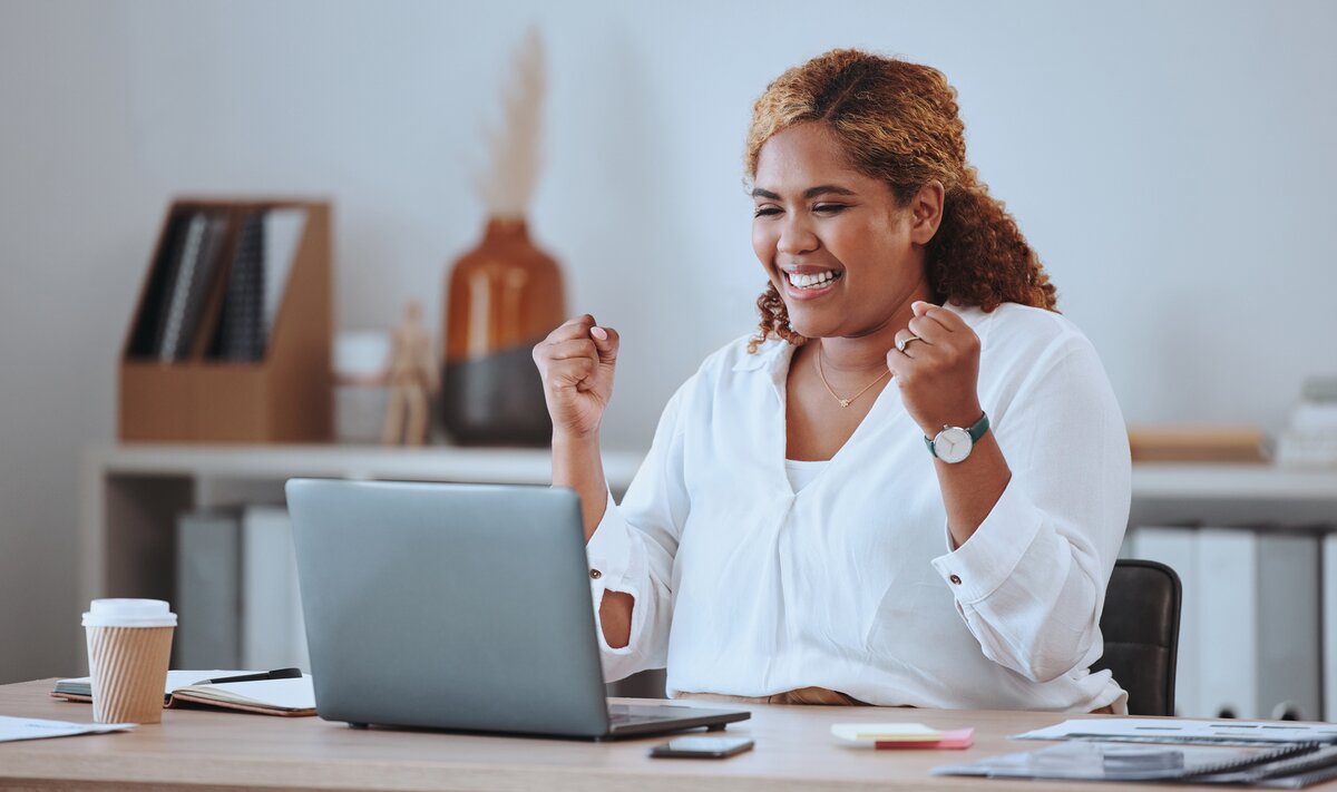 Woman happy with a cash advance from checking account