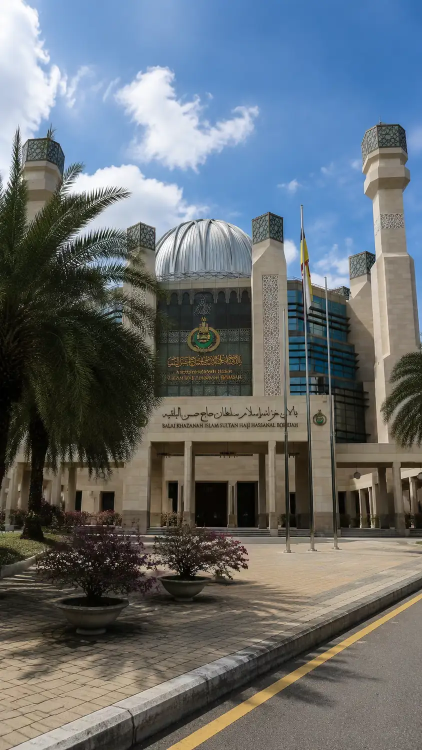 Balai Khazanah Islam Sultan Haji Hassanal Bolkiah Islamic treasury museum exterior with ornate dome and minarets, Brunei