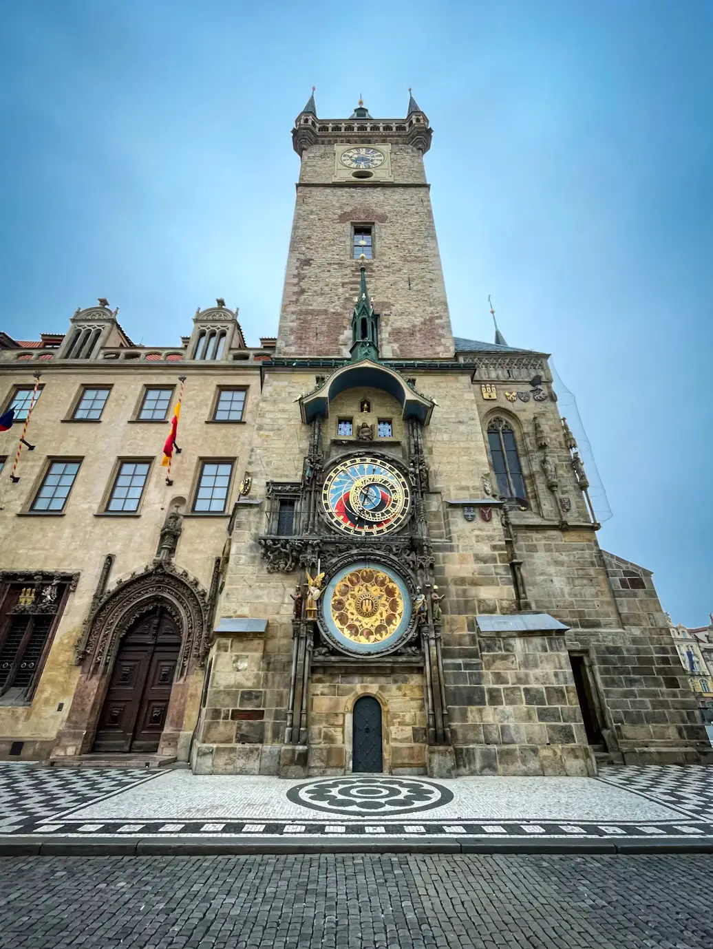 Old Town Hall Astronomical Clock tower with its ornate clock face on a stone facade