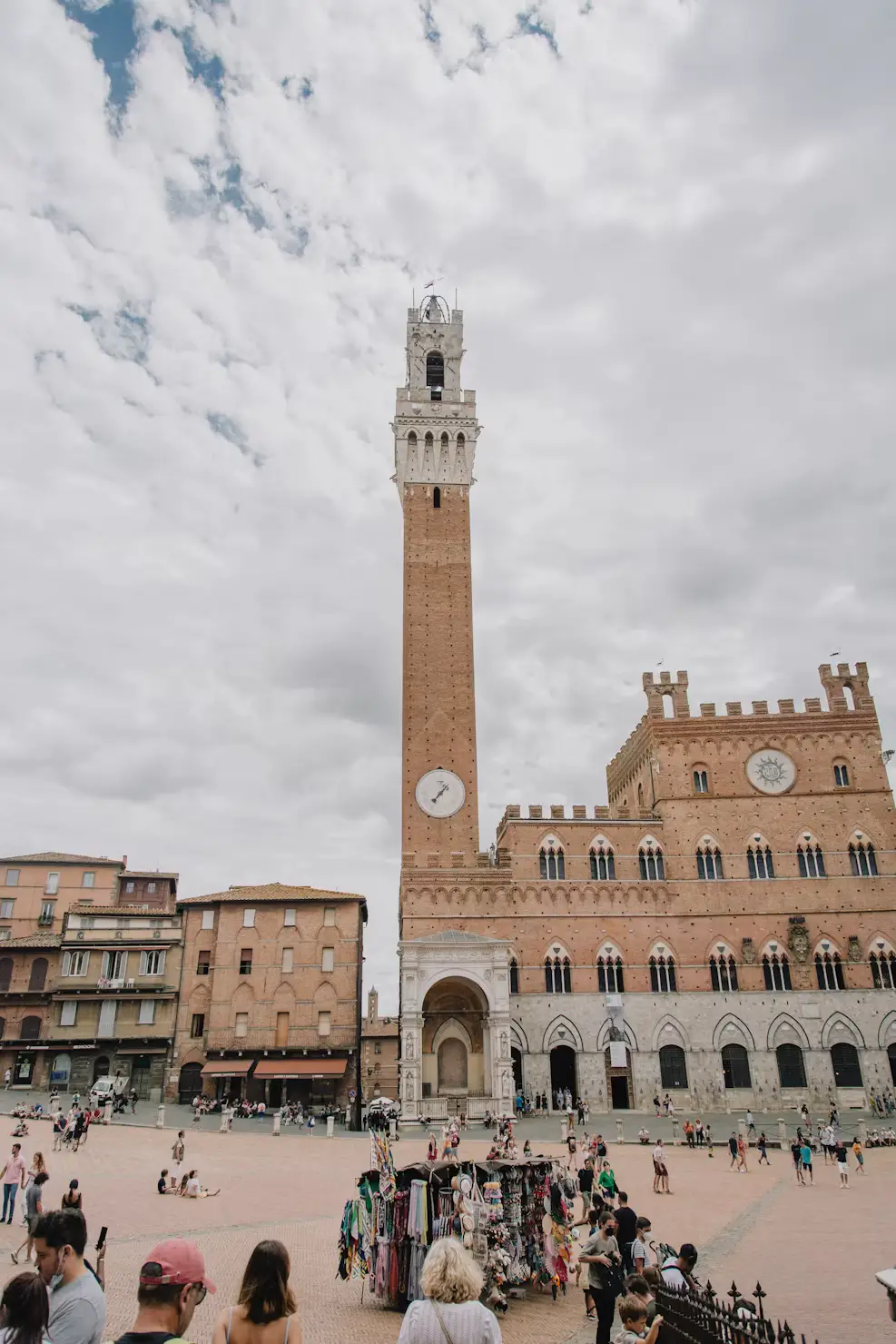 Torre del Mangia bell tower overlooking Piazza del Campo in Siena