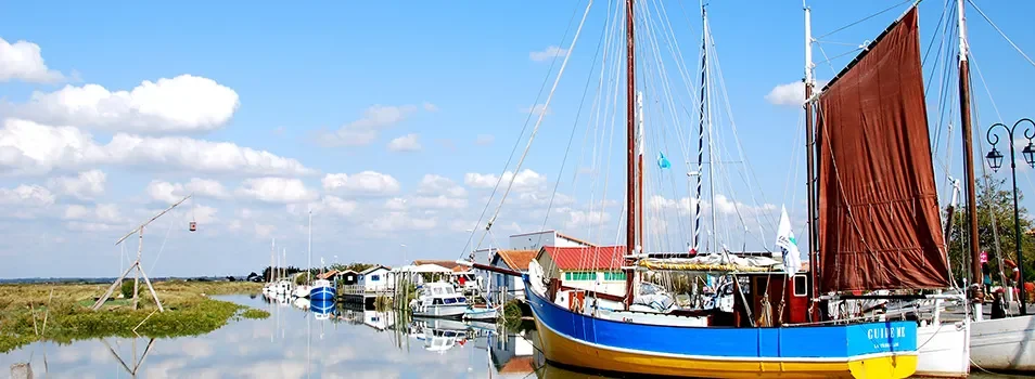 Voiliers traditionnels amarrés dans au port ostréicole de Mornac-sur-Seudre, village à visiter en Charente-Maritime.