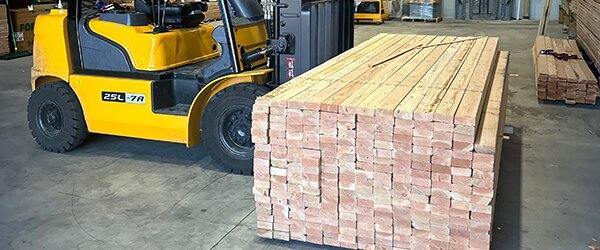 Forklift with lumber