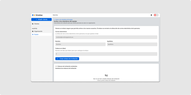 Einladungslink an die Mitarbeitenden senden