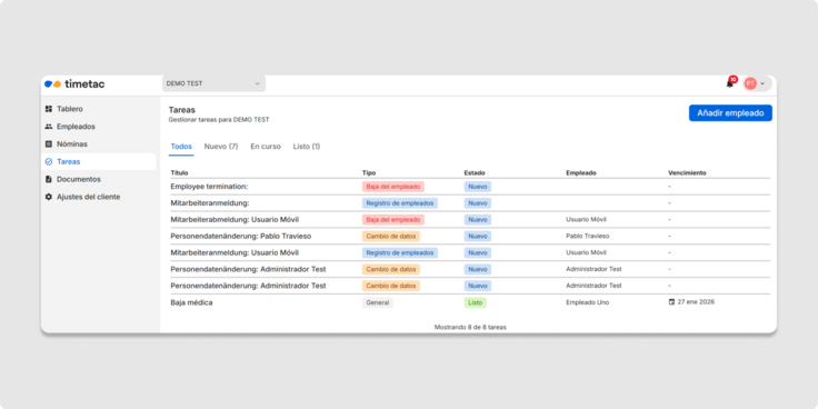 Übersicht Aufgaben in Payroll Connect