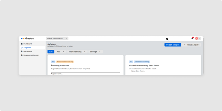 Person anlegen in Payroll Connect 