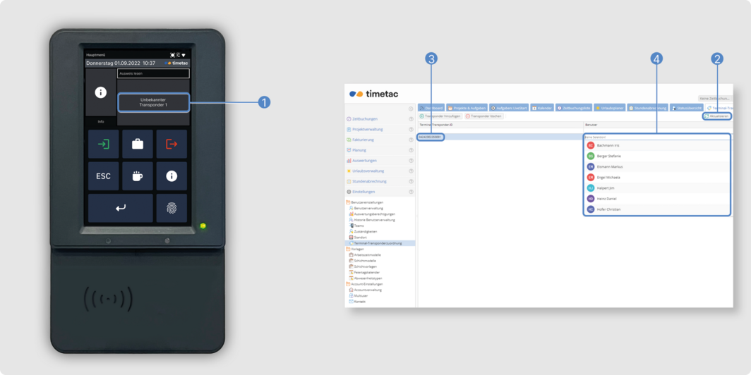 Konfiguration RFID-Transponder TimeTac Evo Smart Terminal