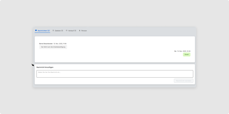 Chat in Payroll Connect: Nachrichten für Payrollpartner hinzufügen