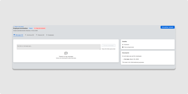 Details einer Aufgabe Mitarbeiteranmeldung in Payroll Connect