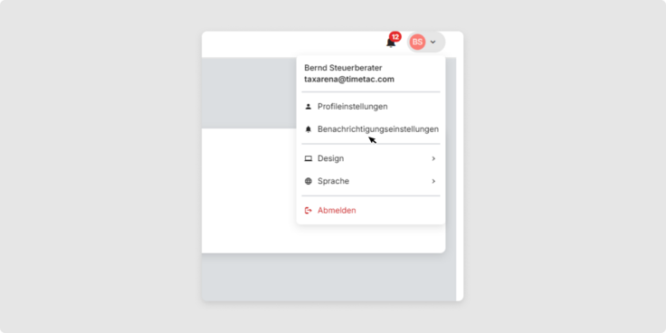 Benachrichtigungen einstellen im Profil von Payroll Connect