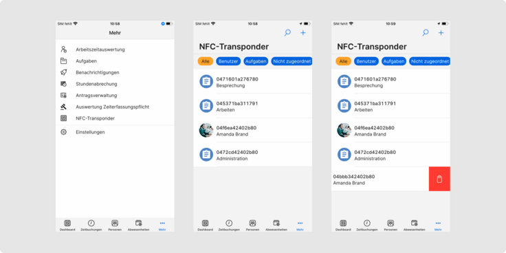 Transponder löschen und konfigurieren TimeTac Evo Smart Terminal