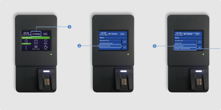 Einstellungen System-Bios TimeTac Evo Smart Terminal