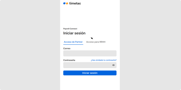 Login HR Manager und TimeTac-Administrator in Payroll Connect