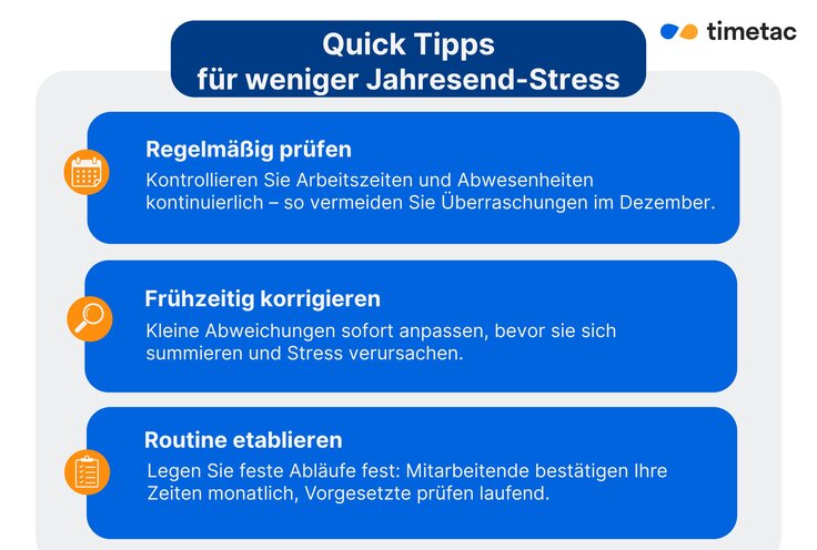 3 Quick Tipps für weniger Stress beim Jahresabschluss der Zeiterfassung