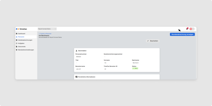 Stundenabrechnung Payroll Connect