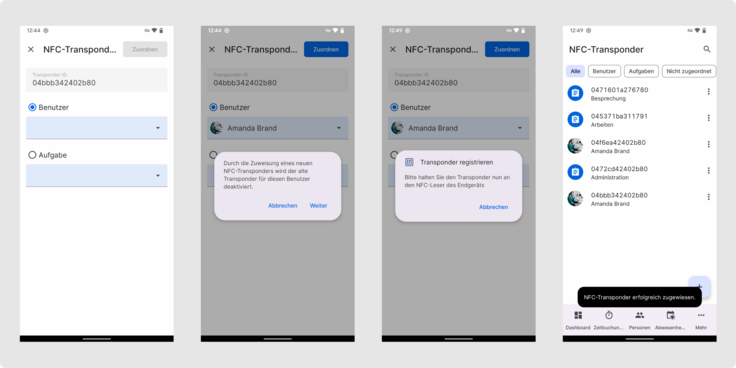 NFC-Transponder User/Aufgaben zuordnen Android