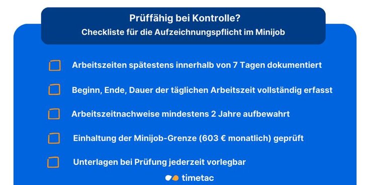 Infografik: Checkliste  – sind Ihre Minijob Unterlagen Prüffähig?