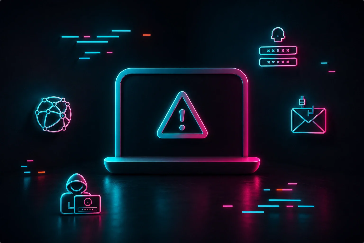 laptop with cyber risk logo 