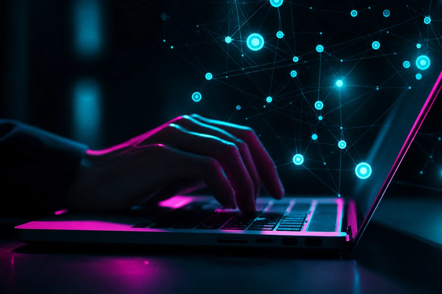 Person typing on a keyboard