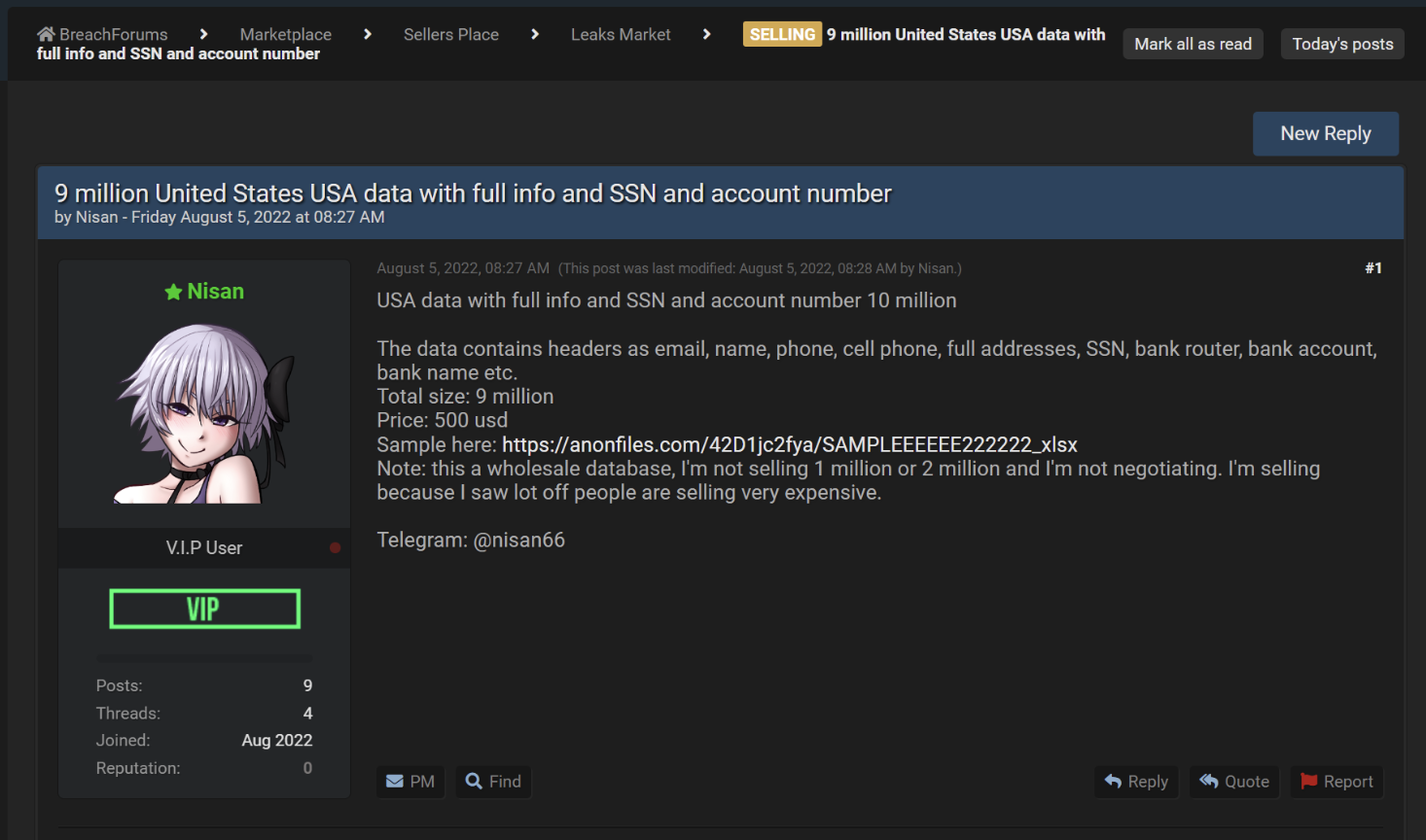 BreachForums, a popular dark web marketplace