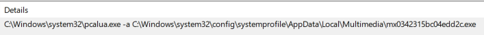 View of the details of the Actions tab in a scheduled task