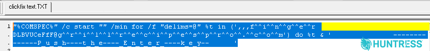 The ClickFix command text