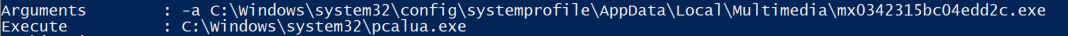 Results of PowerShell command to view scheduled task Actions