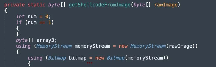 Snippet of deobfuscated stego algorithm.