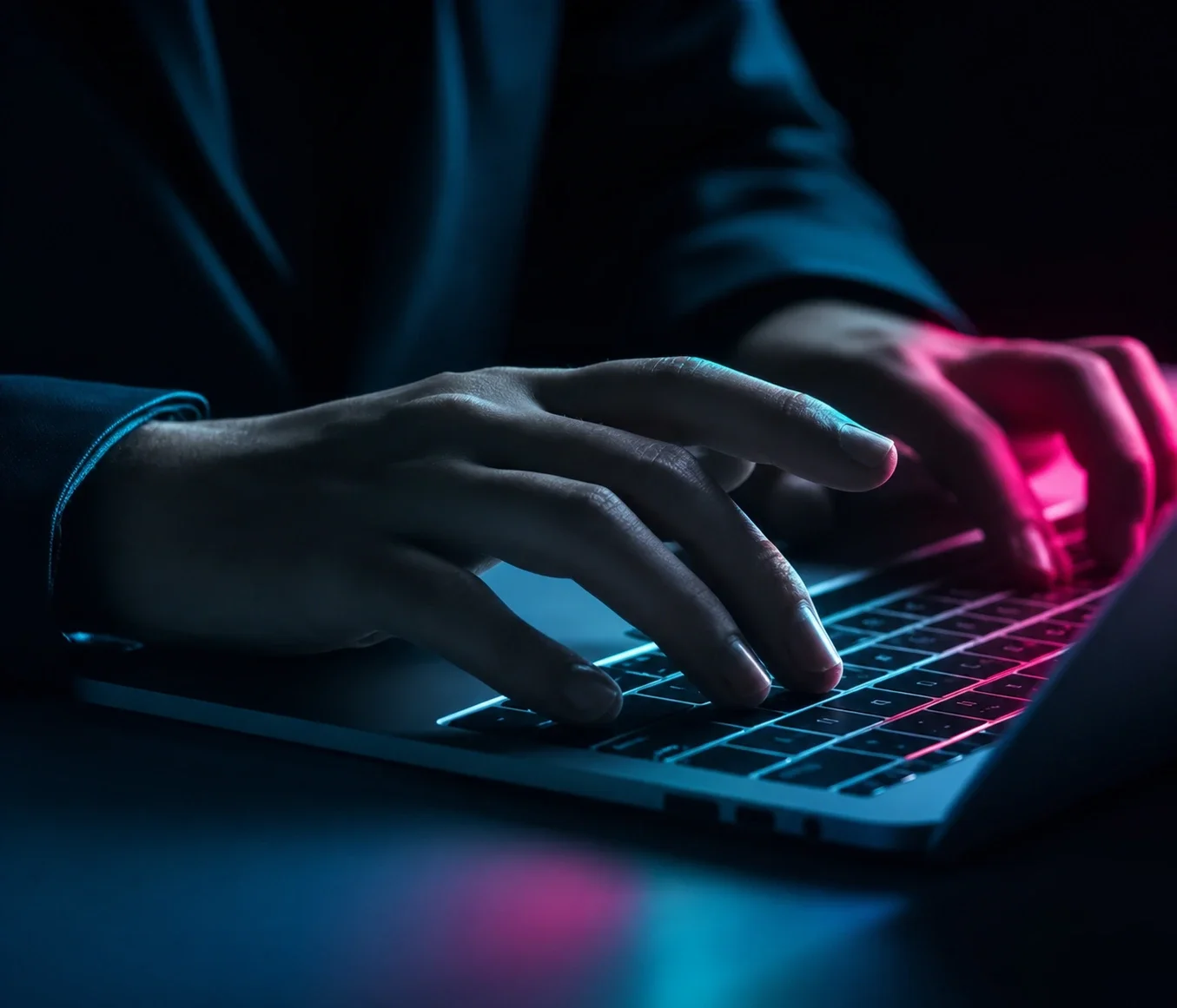 Person typing on a keyboard