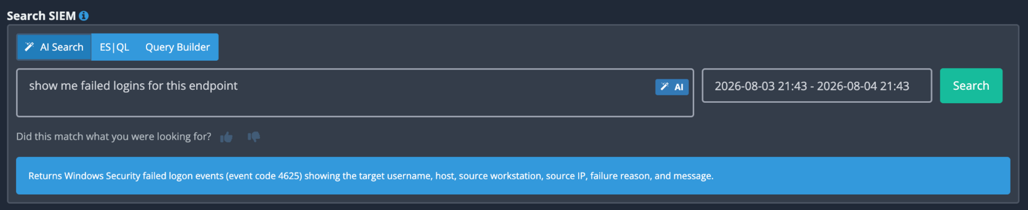 AI Search in SIEM