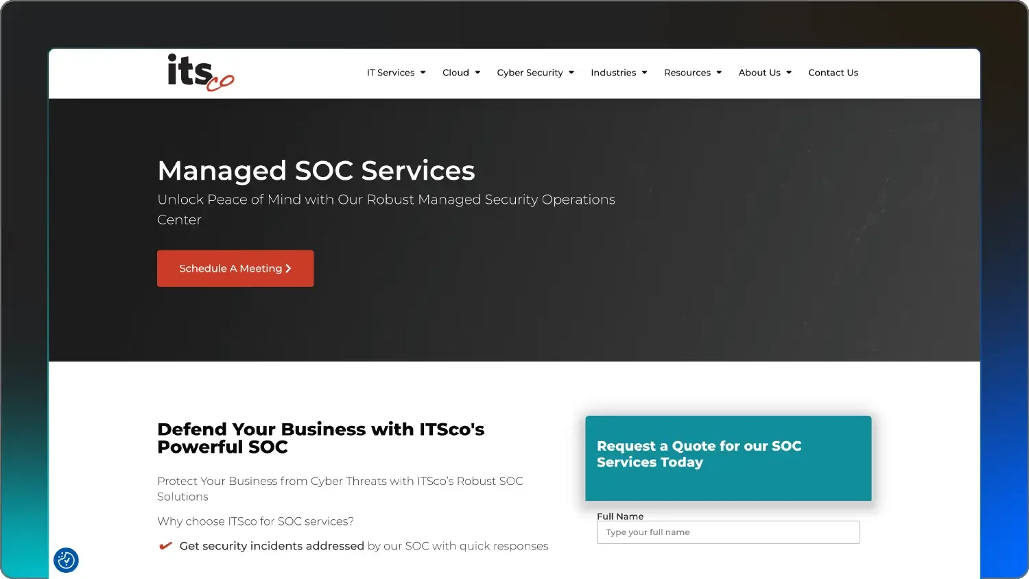 A screenshot of ITSco