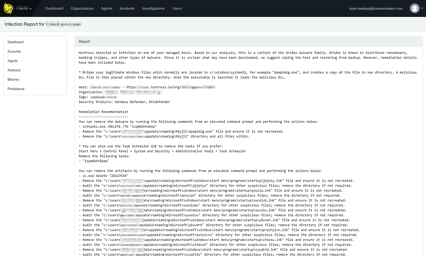 Screenshot of Incident Report
