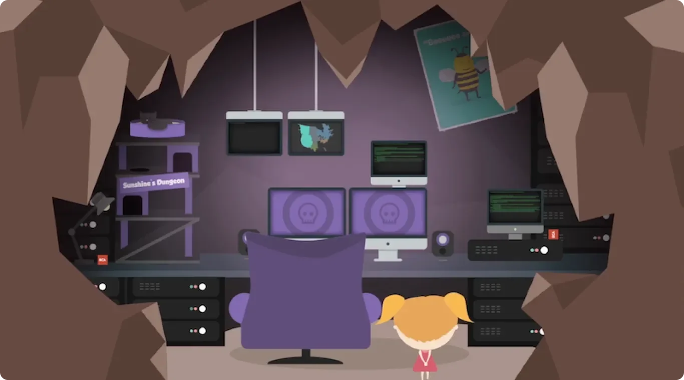 DeeDee in her Hacker Cave