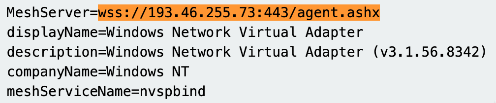 Simple binary analysis showing Mesh Server
