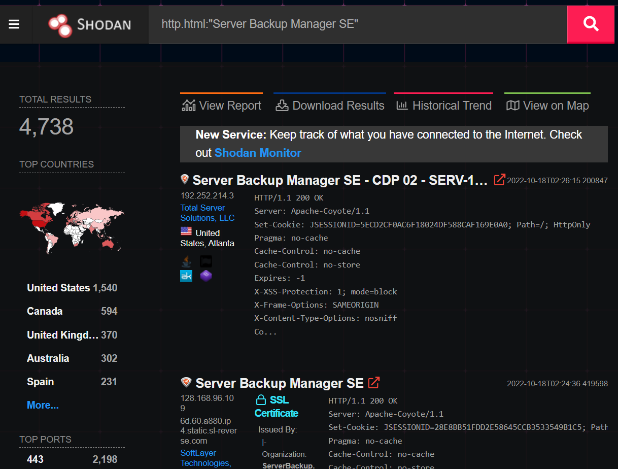 Shodan Server Backup Manager SE