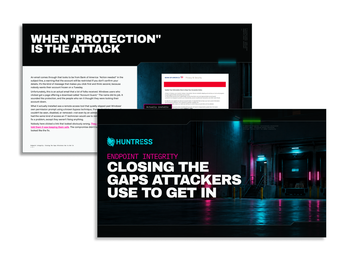 Cover and interior spread of the Huntress ebook 