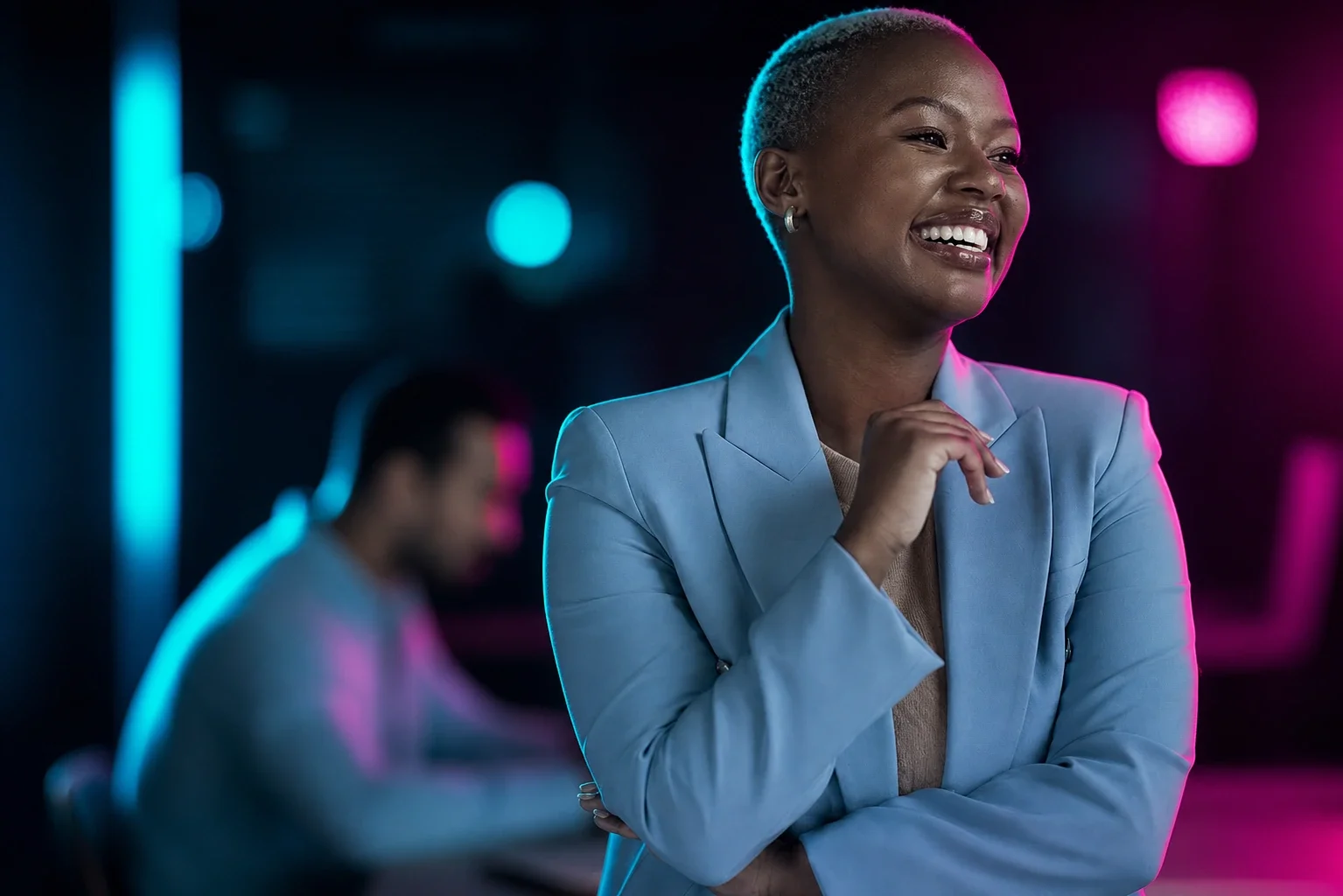 Team member smiling