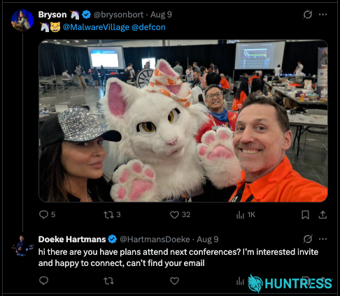 Actor commenting on other cybersecurity accounts