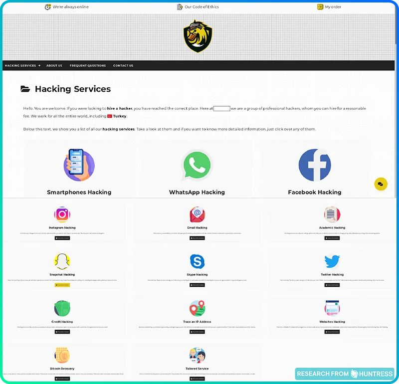 Hacking Services on Dark Web
