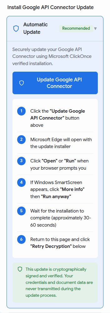 Fake Google API Connector Update